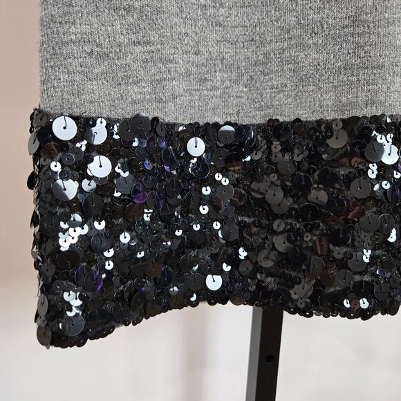 Vera Wang Purple Label Wool Sweater Dress Long Sleeve Black Sequin Gray 4 - Picture 2 of 7